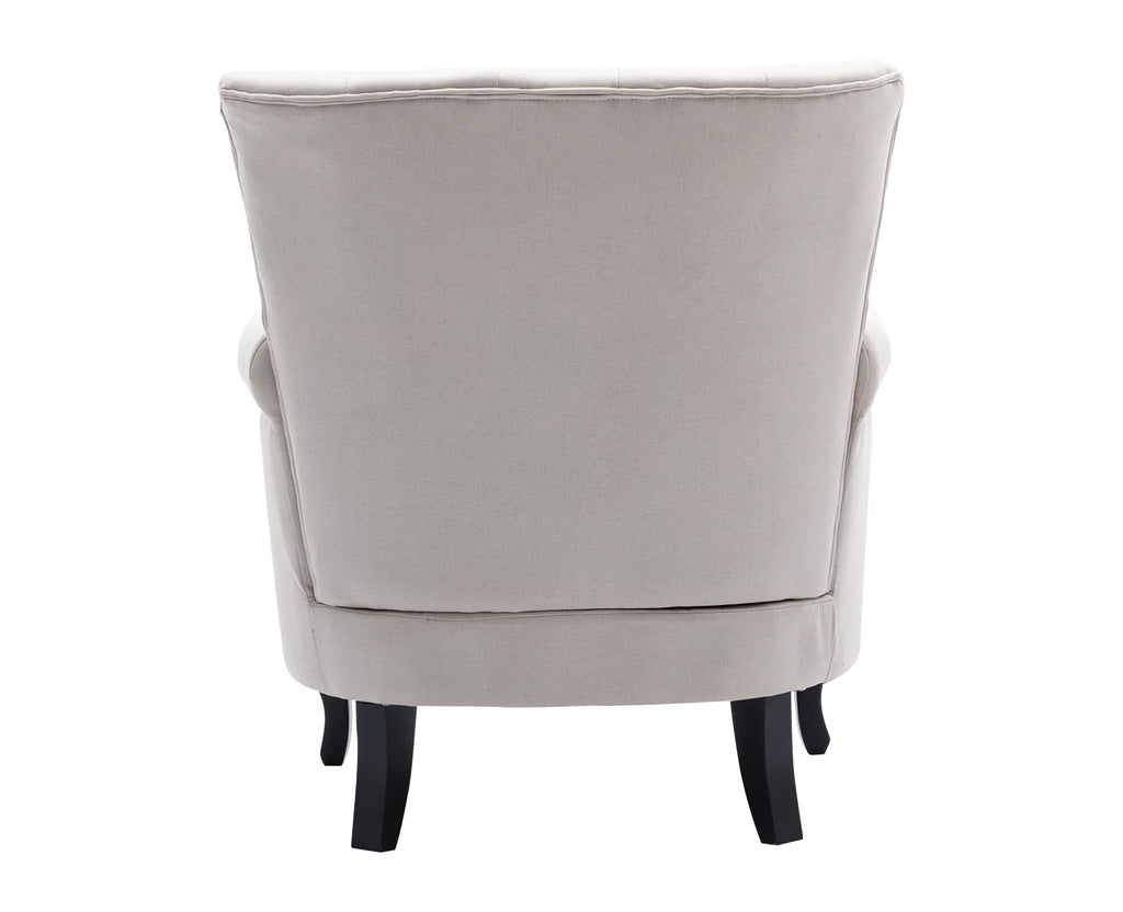 Beige Linen Tufted Accent Chair with Pillow N9360