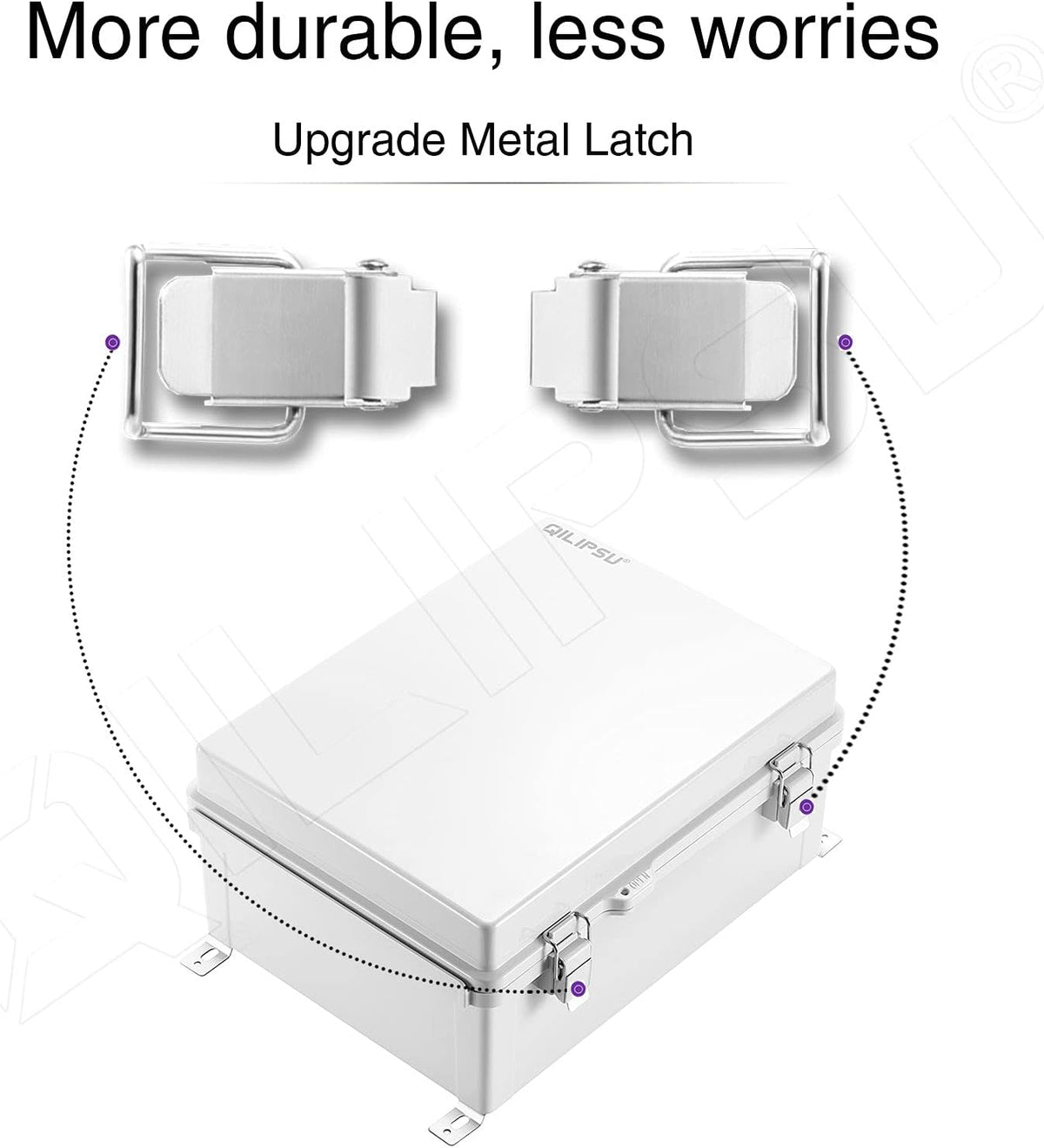 Hinged Cover Stainless Steel Latch Junction Box with Mounting Plate, ABS Plastic IP67 Waterproof Dustproof Enclosure Grey L5593