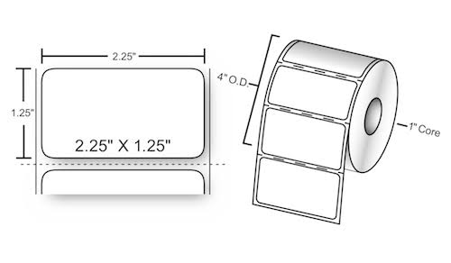 2.25 x 1.25in Direct Thermal Polypropylene Labels W57633
