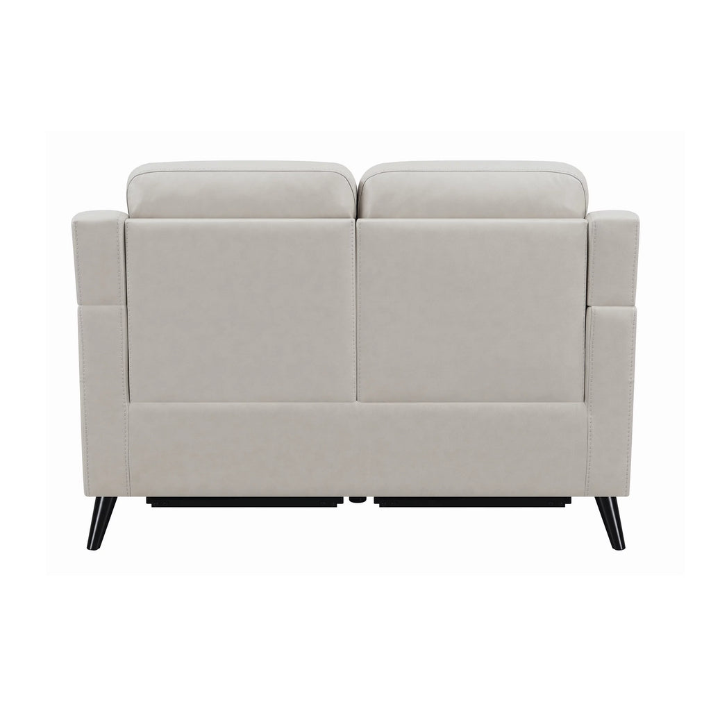 Beige Leatherette Power Recliner Loveseat N92971