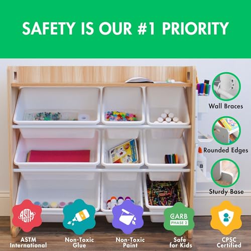 Natural White Toy Storage Organizer with 9 Bins I8712