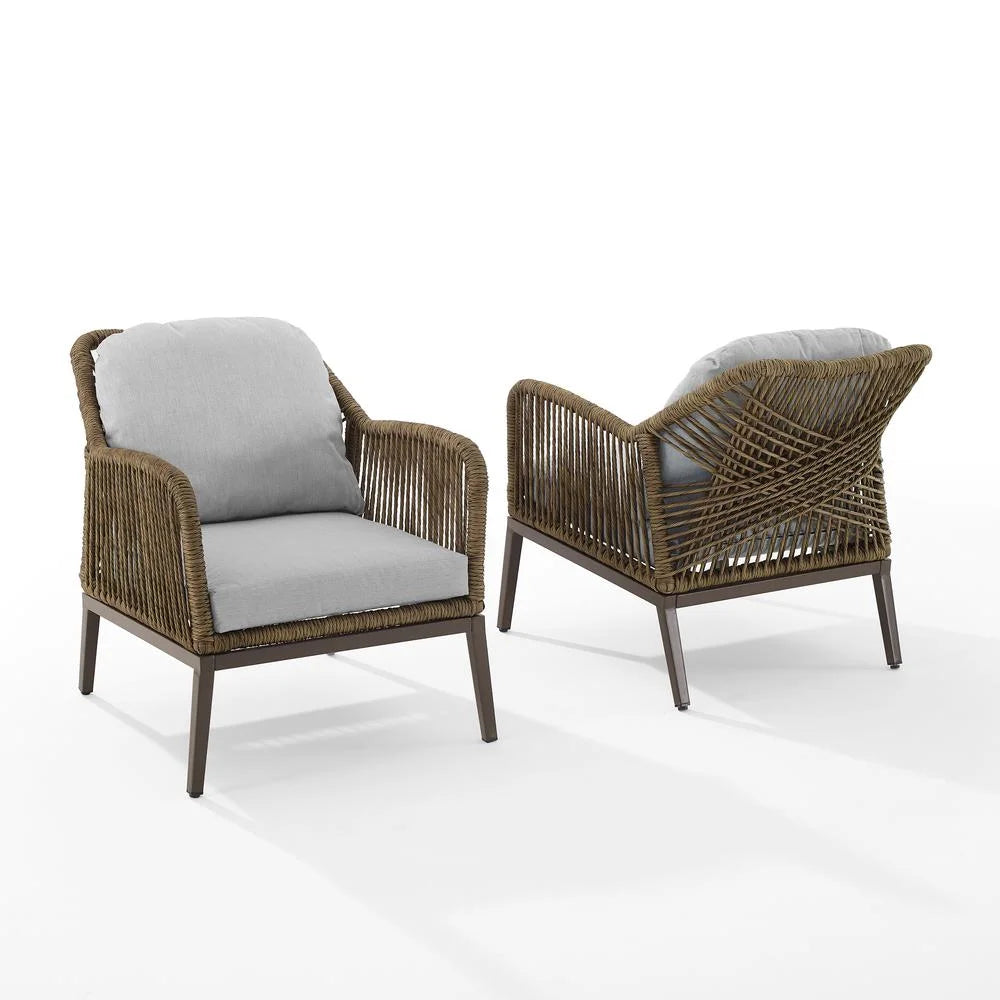 Gray Brown Wicker Outdoor Armchair Set M182