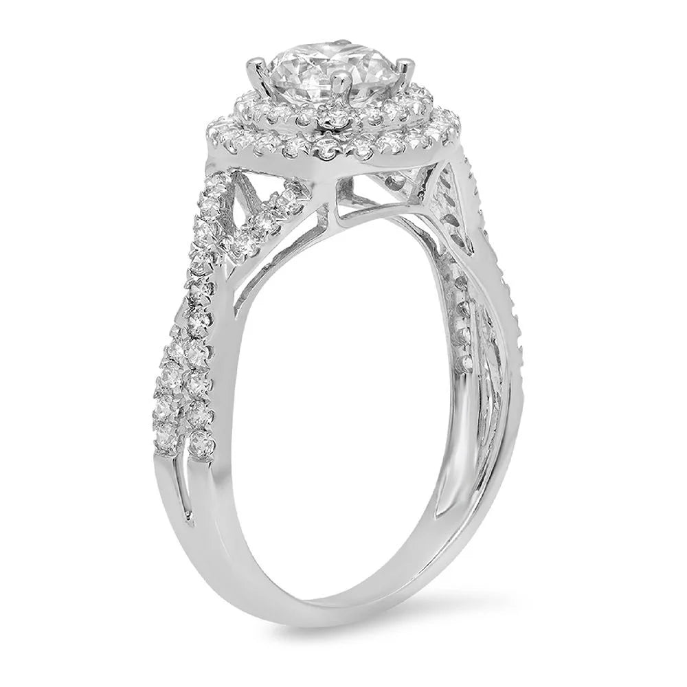 18K White Gold Halo Engagement Ring size 3.5 W18626