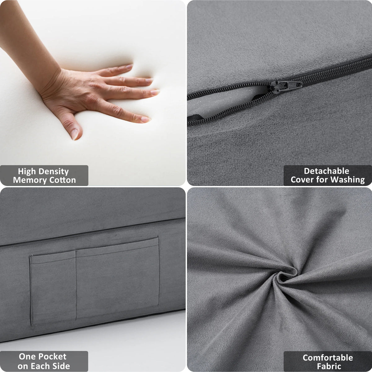 8 Inch Memory Foam Folding Sofa Bed Couch Dark Grey Queen S776