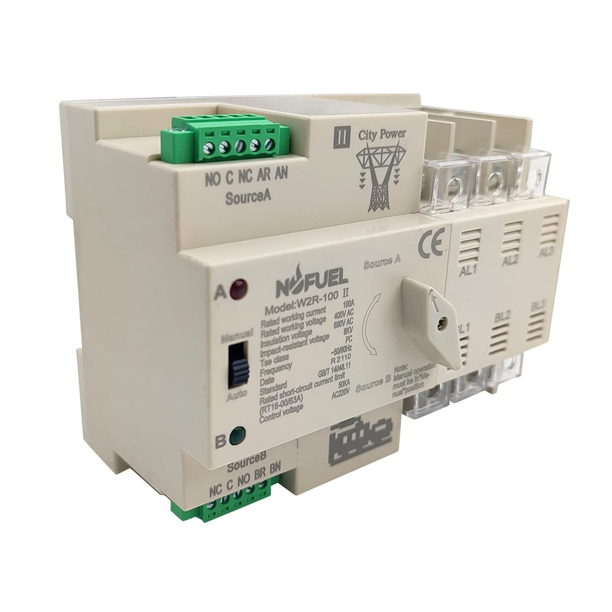 2P 100A Dual Power Automatic Transfer Switch Din Rail 220V Pack of 2 U497