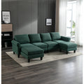 Green Sectional Sofa with Ottoman Q63830