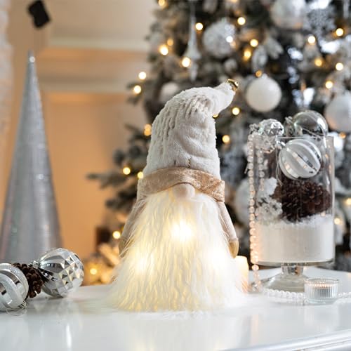16.5 White and Gold Fabric Lighted Christmas Tree Topper with LED Lights K8066