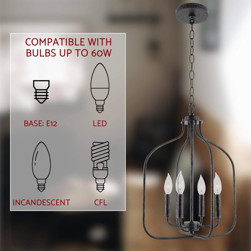 4-Light Black Pendant Light H615