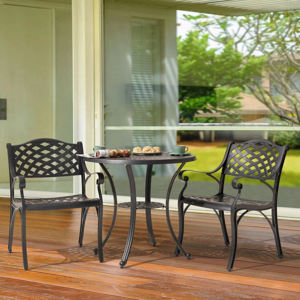 3 Piece Aluminum Patio Bistro Set with Umbrella Hole Z7701