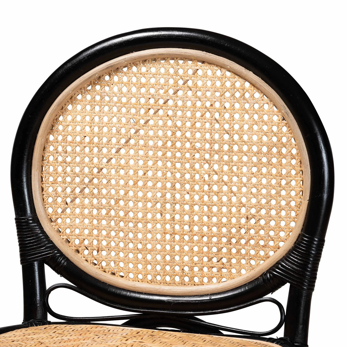 Two-Tone Black and Natural Brown Rattan Counter Stool P34953