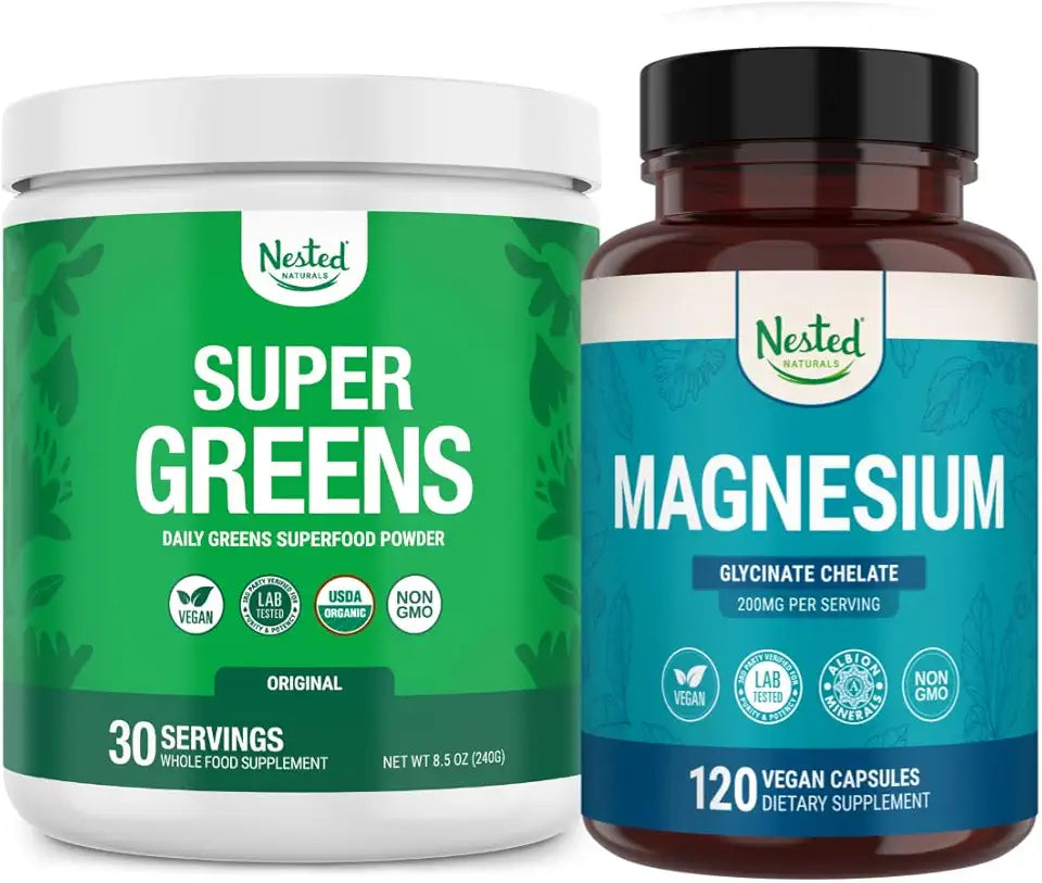 Super Greens Superfood Powder 30 Servings Magnesium Glycinate Chelate 120 Capsules R77882