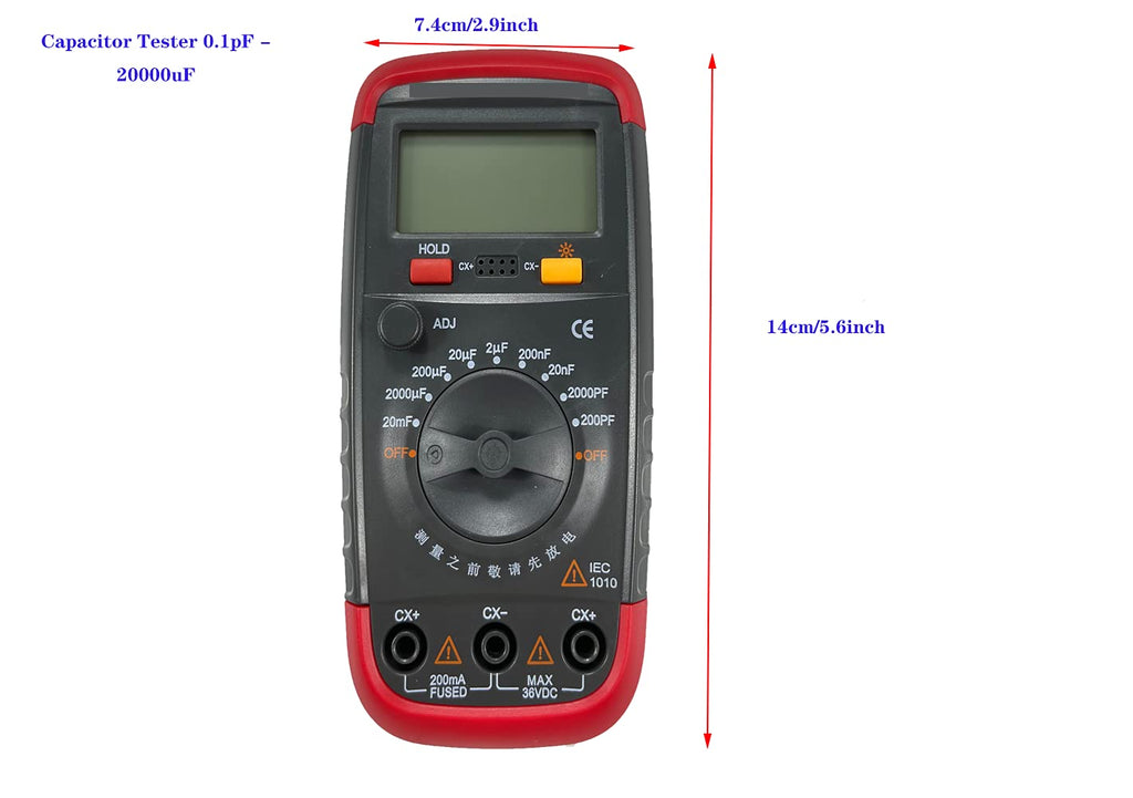 Capacitor Tester Capacitance Meter Handheld Digital with LCD Display, 0.1pF - 20000uF, Pack of 2 Z306046