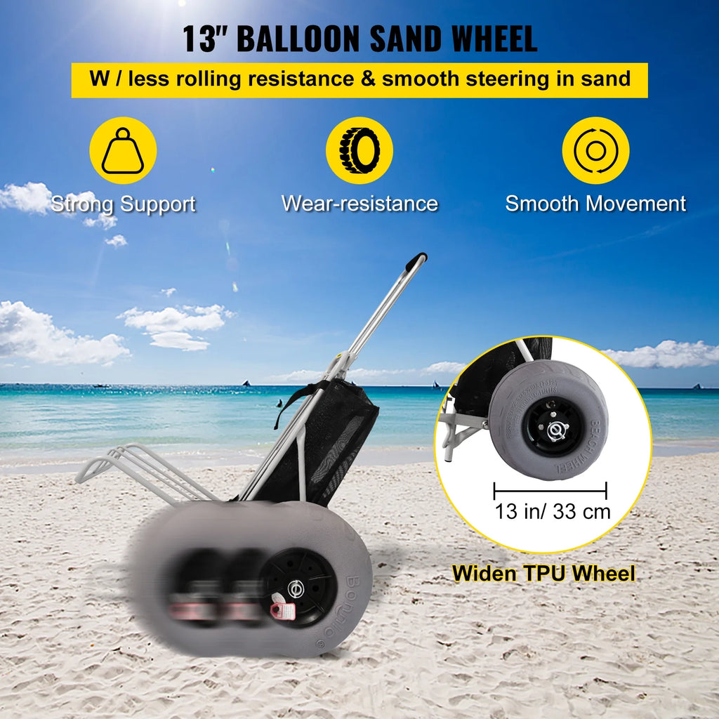 Folding Beach Cart with 12" TPU Balloon Wheels I242