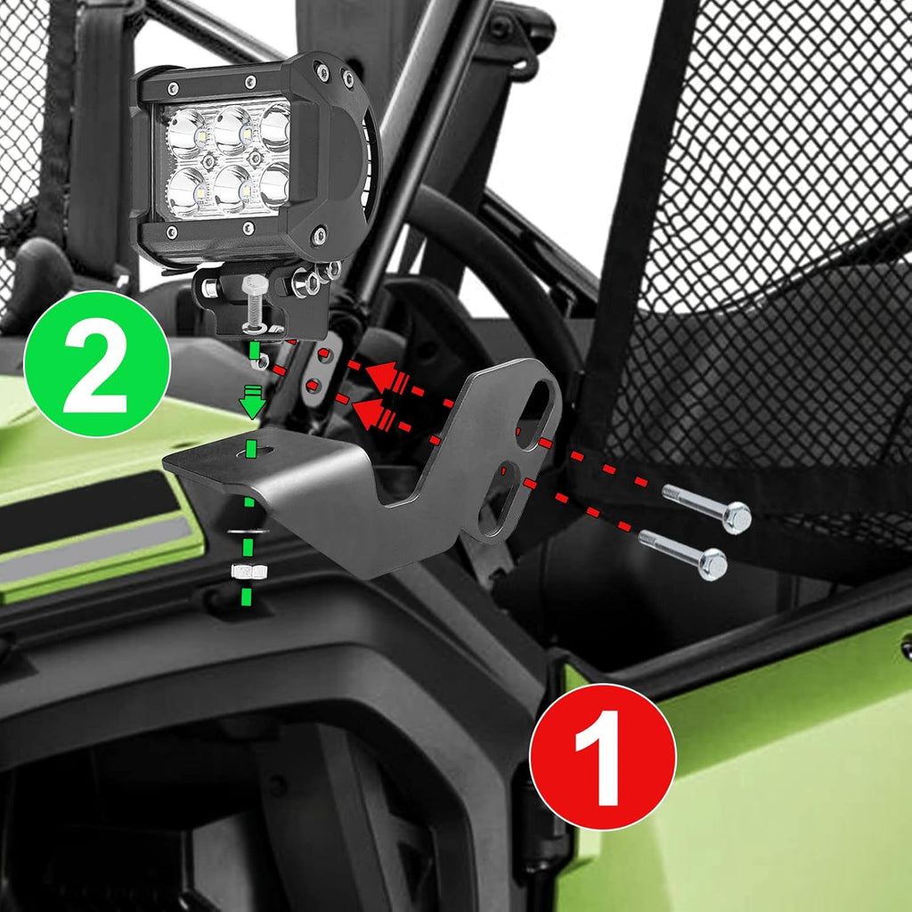 Front Pillar Roll Cage Light Mount Brackets Pair 18W 4 LED Spot Work Lights with Wiring Kit B3167