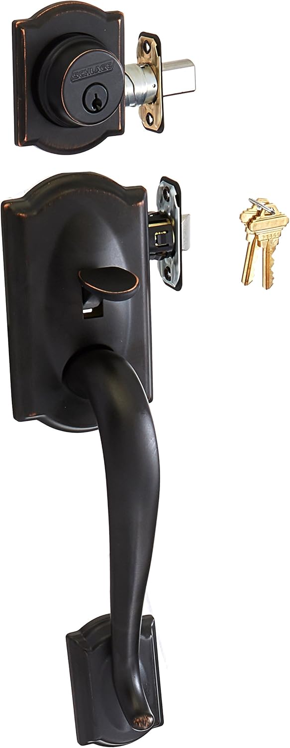Aged Bronze Double Cylinder Handleset with Knob E837999