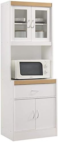 White Kitchen Cabinet with Microwave Storage S45873