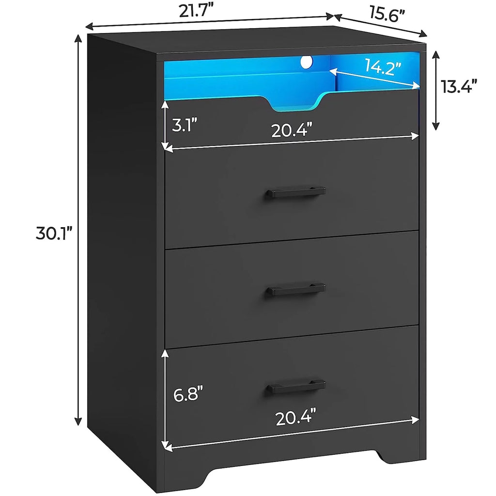 Black 3 Drawer Dresser with Pull-Out Tray Y575738