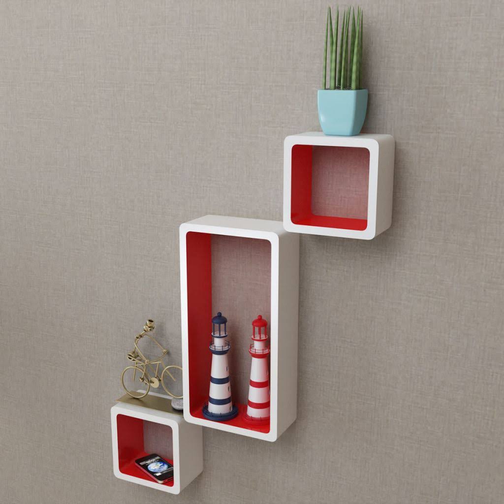 White and Pink Wall Cube Shelves 6 Pcs M8205