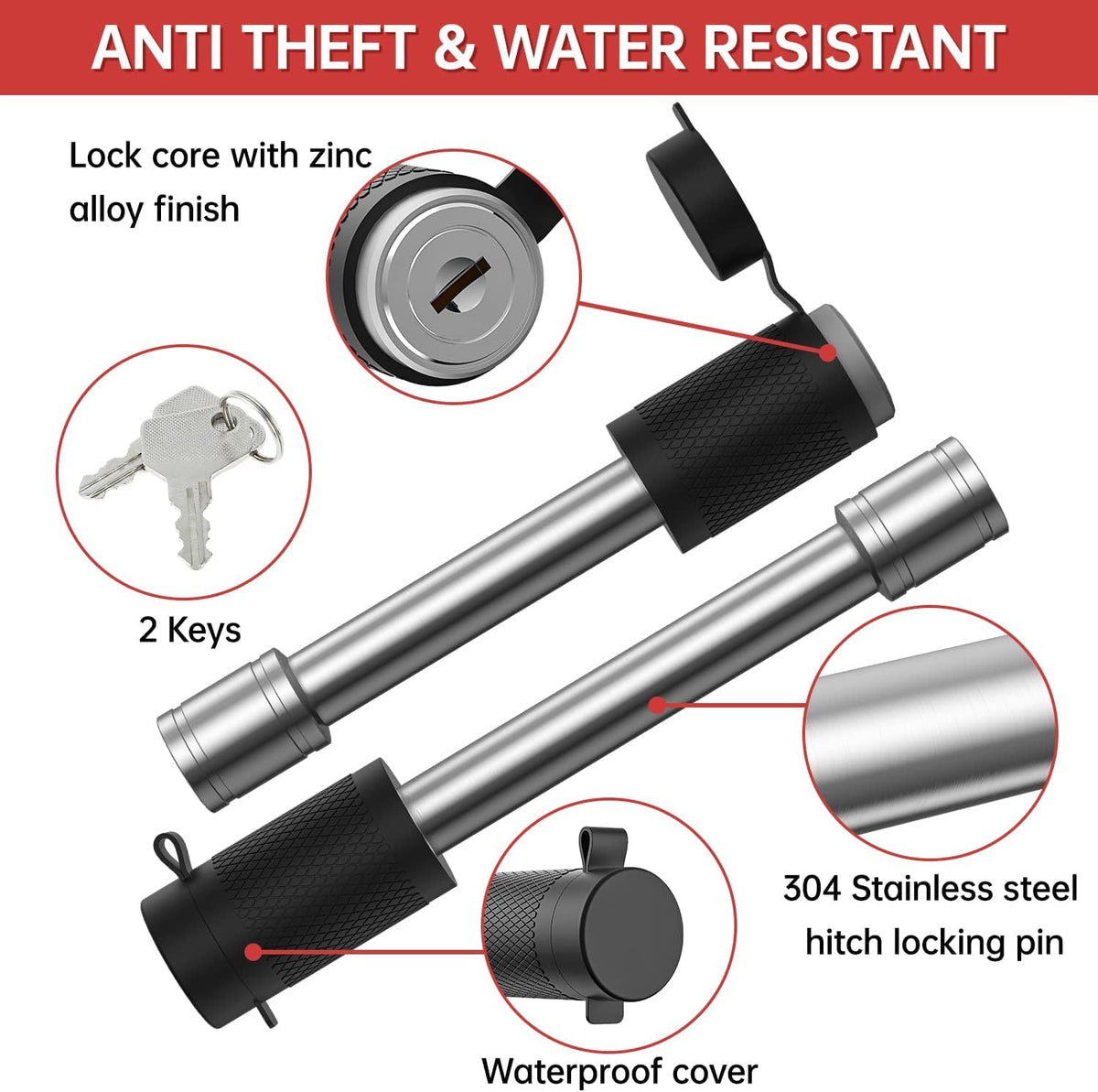 Adjustable Trailer Hitch Ball Mount, 8 Inch Drop, 2.5 Inch Receiver, 18,500 LBS GTW, Forged Aluminum Shank, Dual Balls M96815