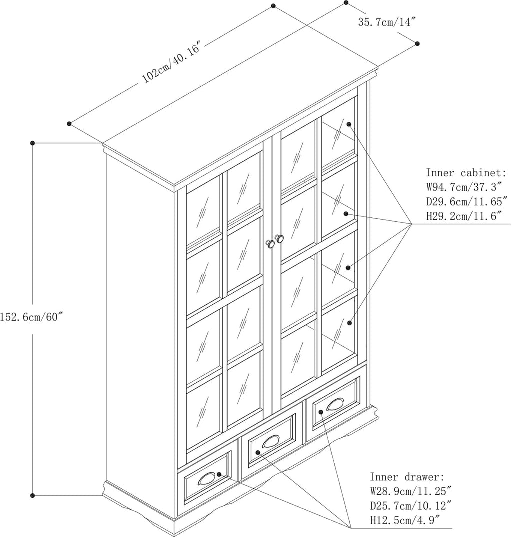 Black Storage Cabinet with Tempered Glass Doors and Adjustable Shelf K82175