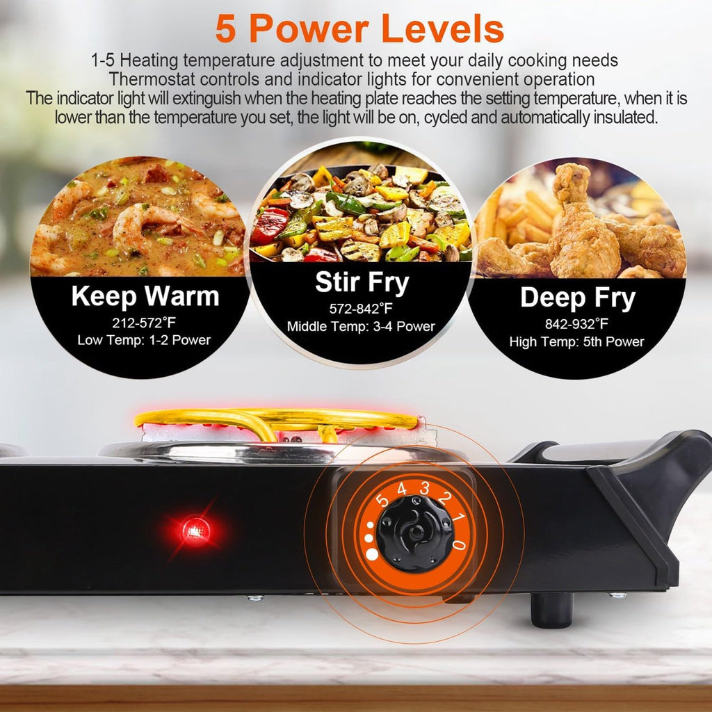 2000W Portable Double Coil Electric Hot Plate A502