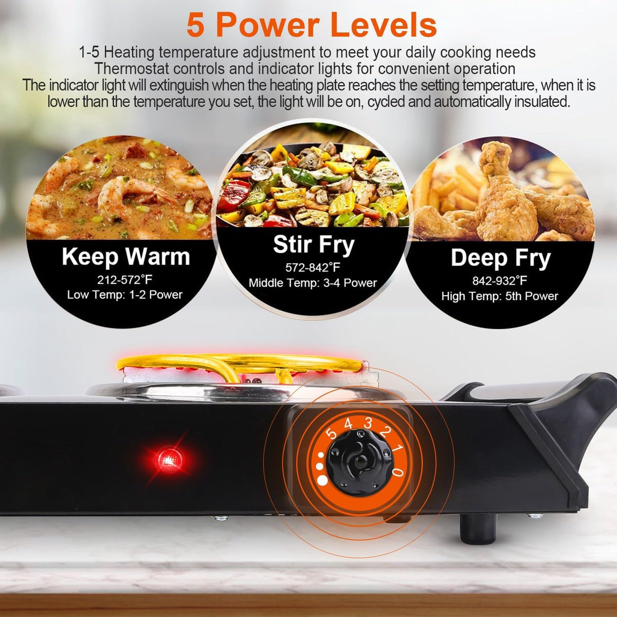 2000W Portable Double Coil Electric Hot Plate A502