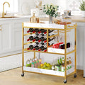 Gold Bar Cart with 12 Bottle Wine Rack E6957