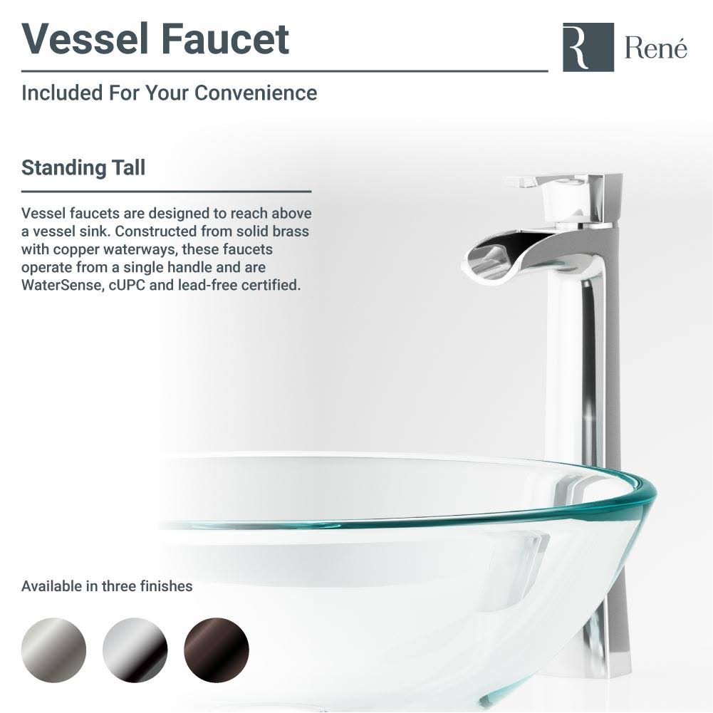 Glass Vessel Bathroom Sink with Vessel Faucet U302149