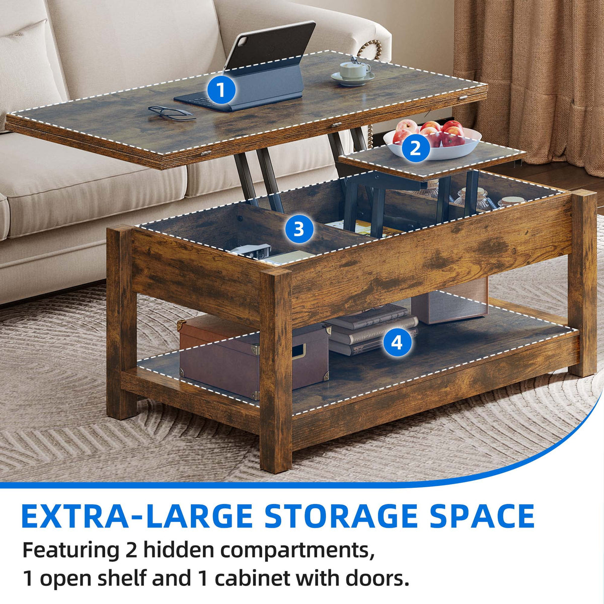 Lift Top Coffee Table with Storage P4271