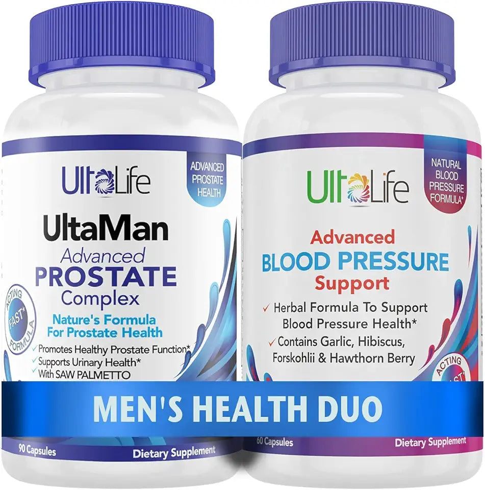 Prostate Support Complex and Blood Pressure Supplement Capsules for Men B98968