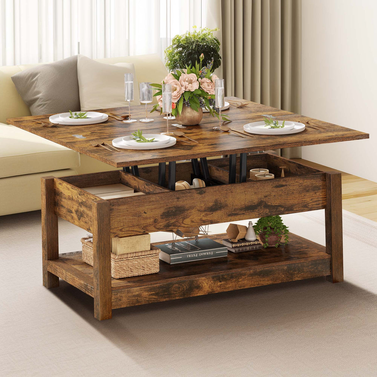 Lift Top Coffee Table with Storage P4271