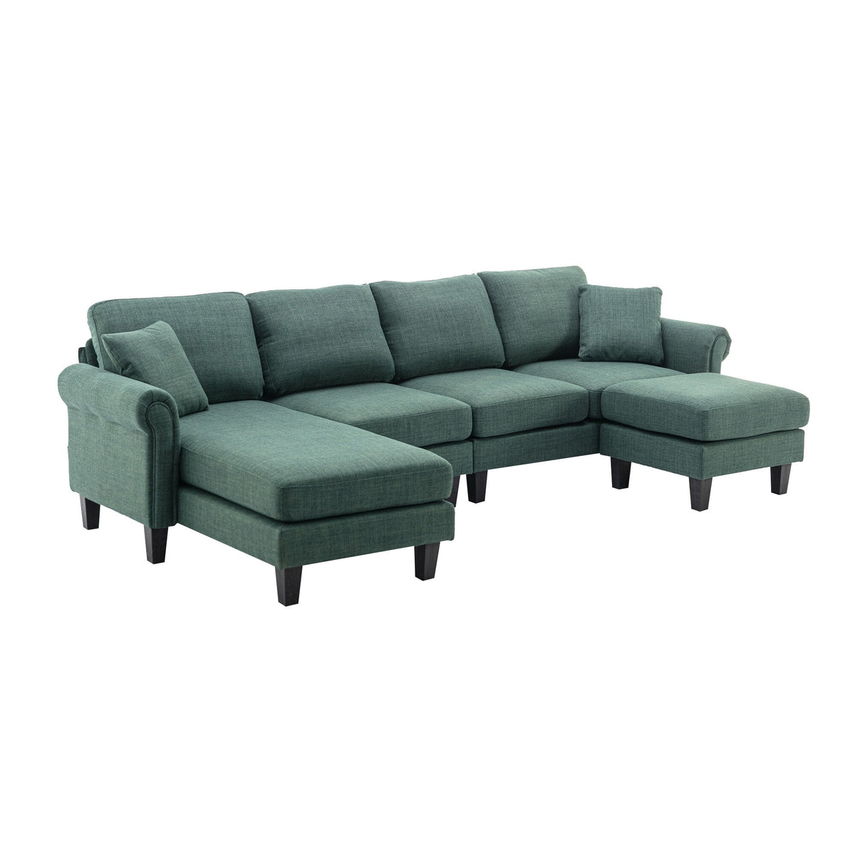 Green Sectional Sofa with Ottoman Q63830