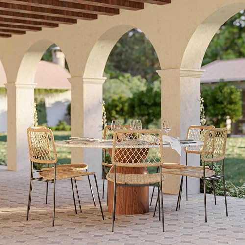 Travertine Concrete Round Dining Table H37645