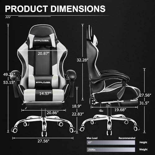 Gaming Chair with Footrest and Lumbar Support Y1591