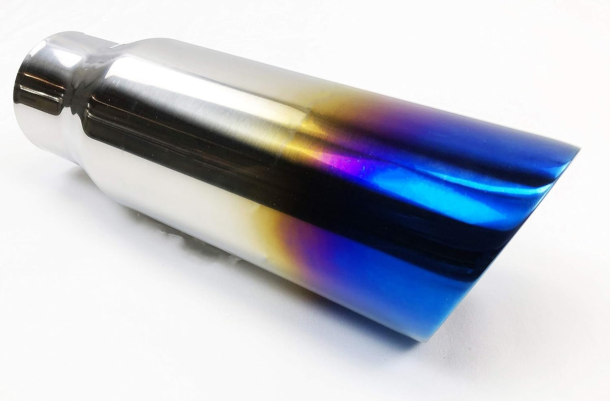 Exhaust Tip 4.00" OD 3.00" ID 12.00" Long Double Wall Stainless Blue Flame Pack of 2 T74325