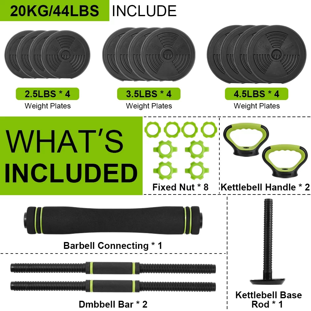 4-in-1 Adjustable Dumbbells Set 50lbs Q32980
