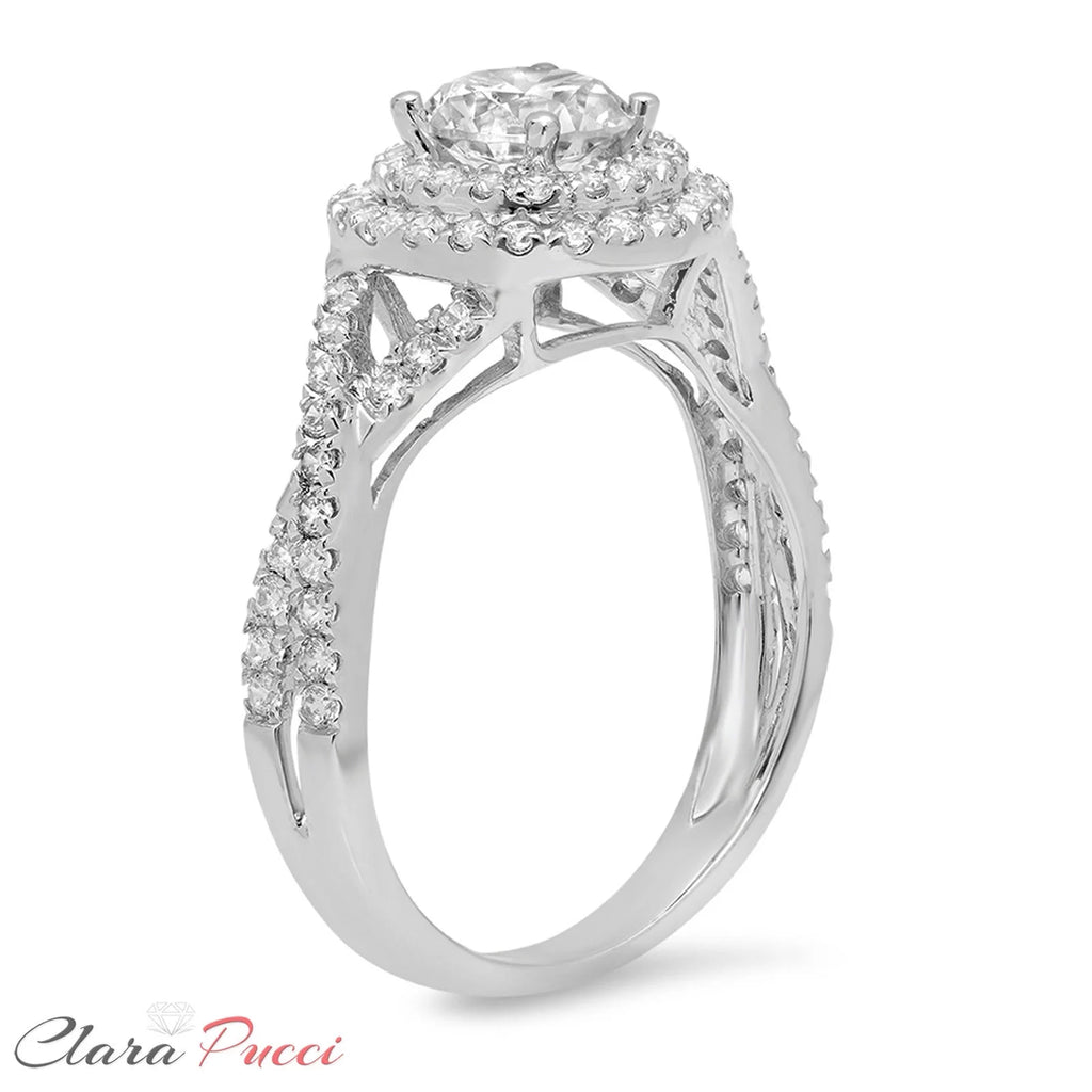 18K White Gold Halo Engagement Ring size 3.5 W18626