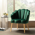 Green Scalloped Velvet Arm Chair Y48915