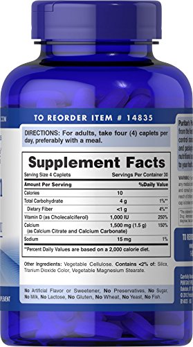120 Coated Caplets Calcium 1500 mg with Vitamin D3 25mcg M83559