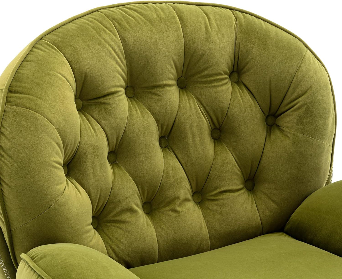 Light Green Velvet Swivel Accent Chair with Ottoman D496507