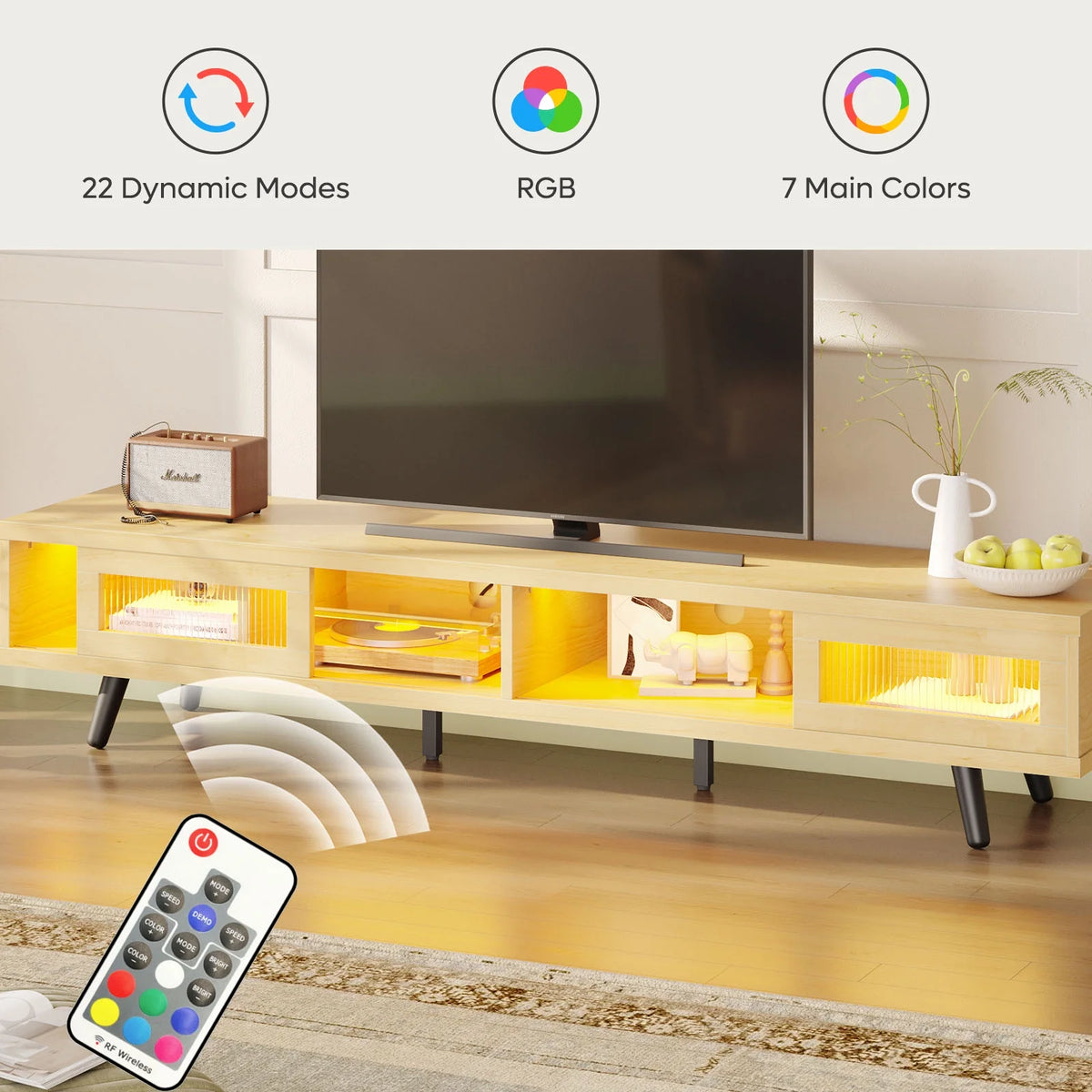 70 LED TV Stand with Sliding Glass Door L9630