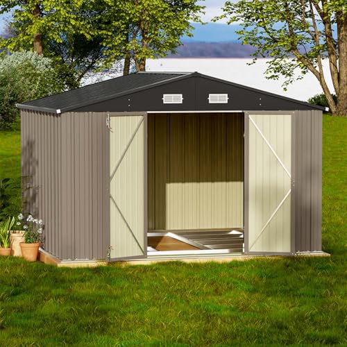 Brown Metal Outdoor Storage Shed I291720