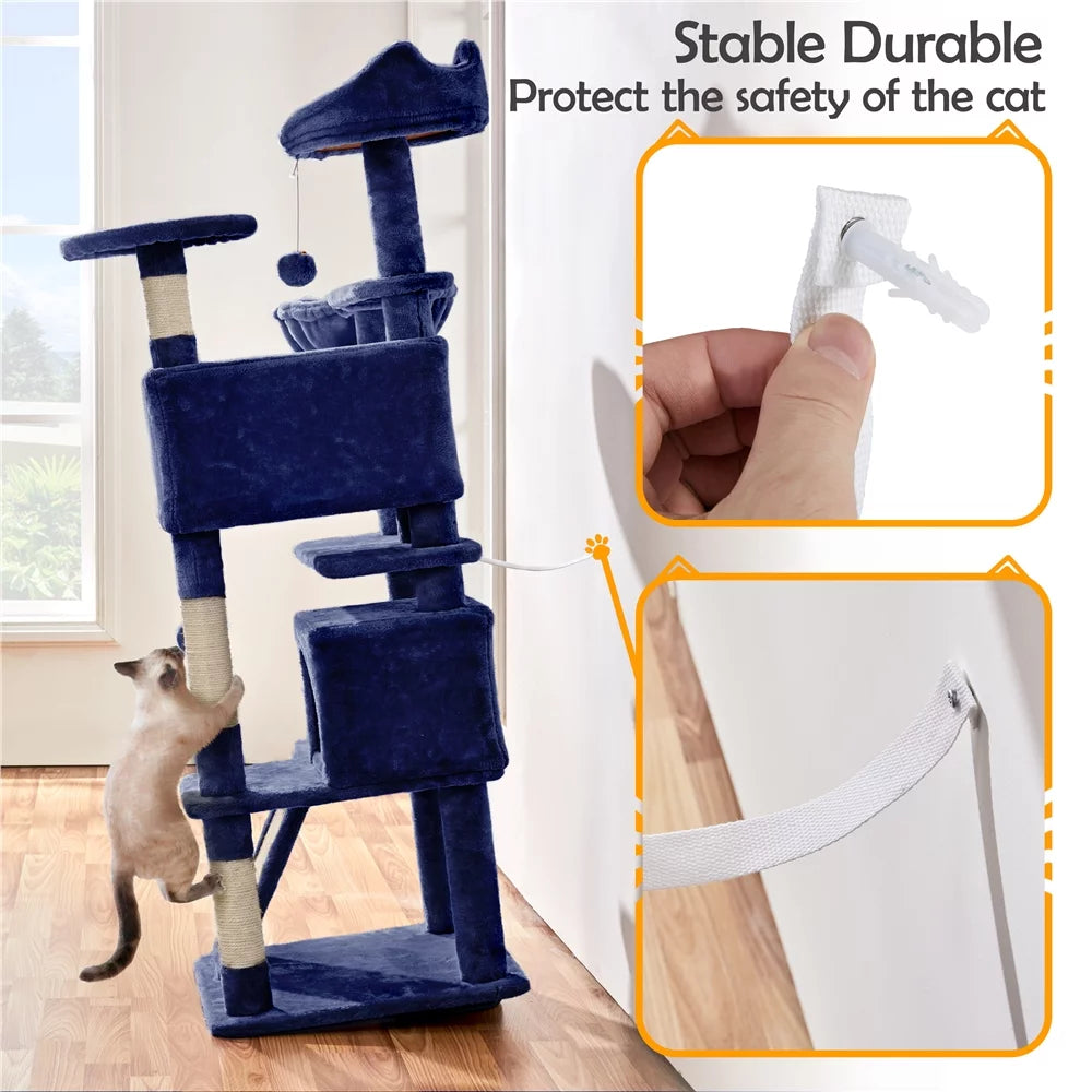 54" Double Condo Cat Tree with Scratching Post Tower E1944