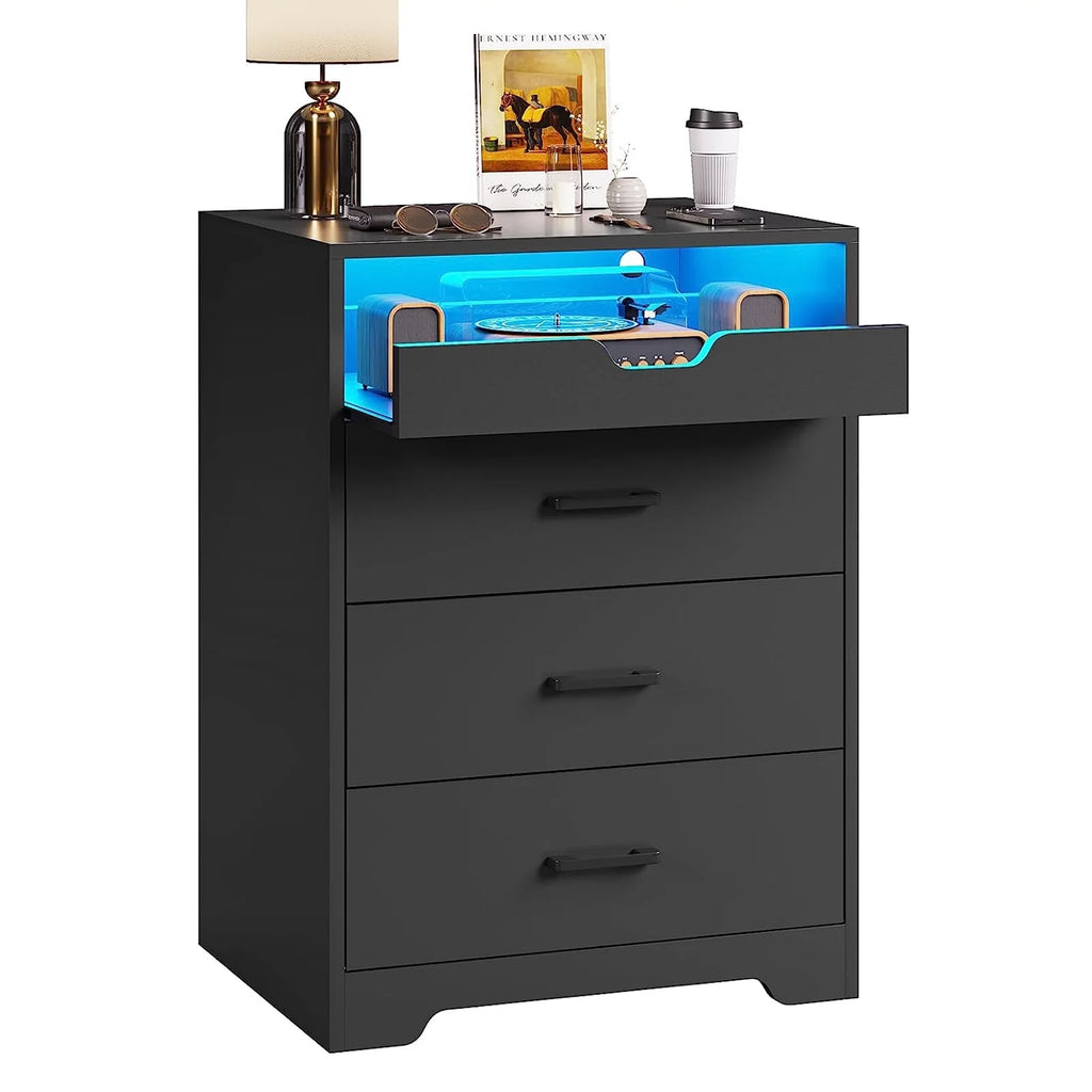 Black 3 Drawer Dresser with Pull-Out Tray Y575738