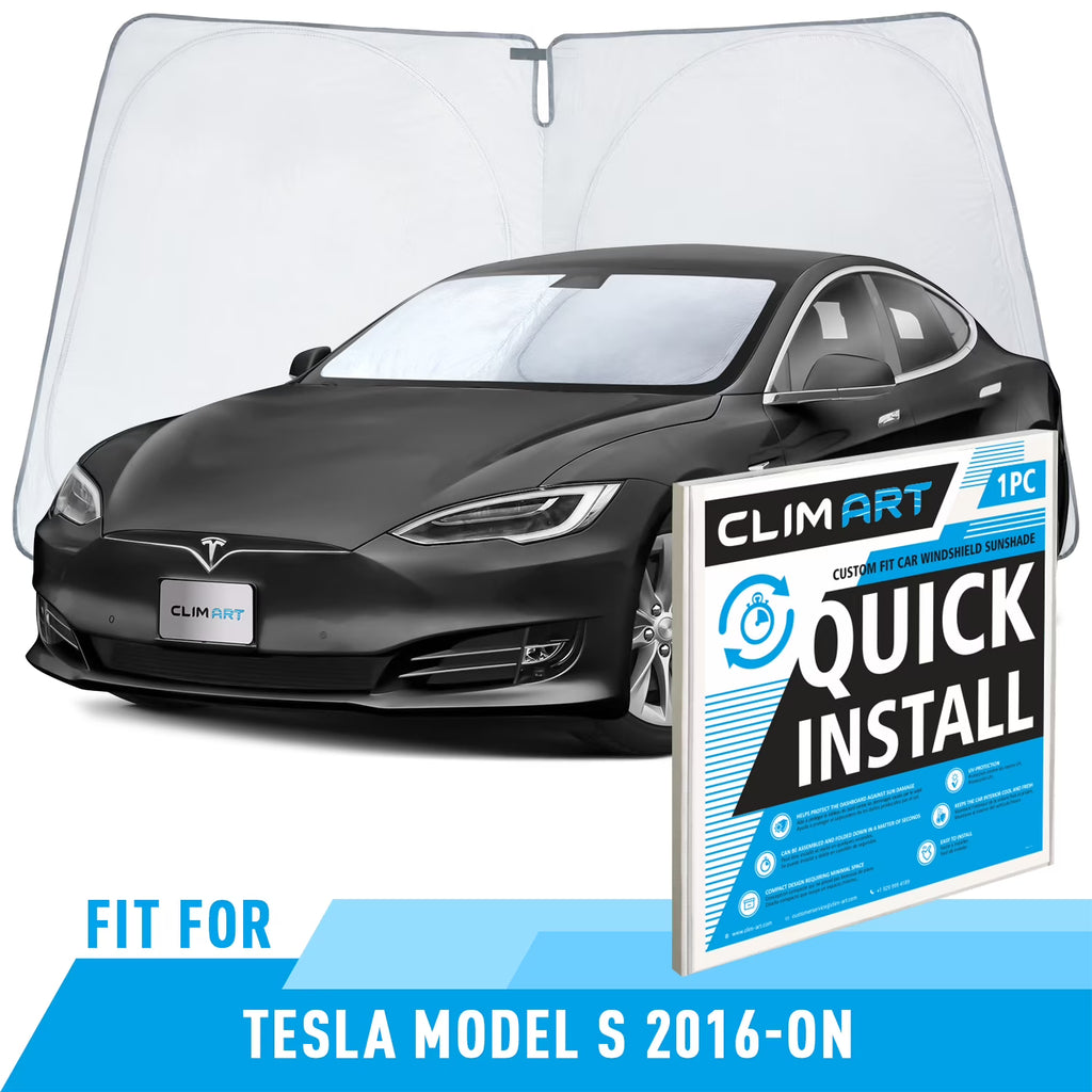 Windshield Sun Shade for Tesla S 2016-2024, Custom-Fit Foldable Car Sun Shade P996