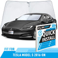 Windshield Sun Shade for Tesla S 2016-2024, Custom-Fit Foldable Car Sun Shade P996