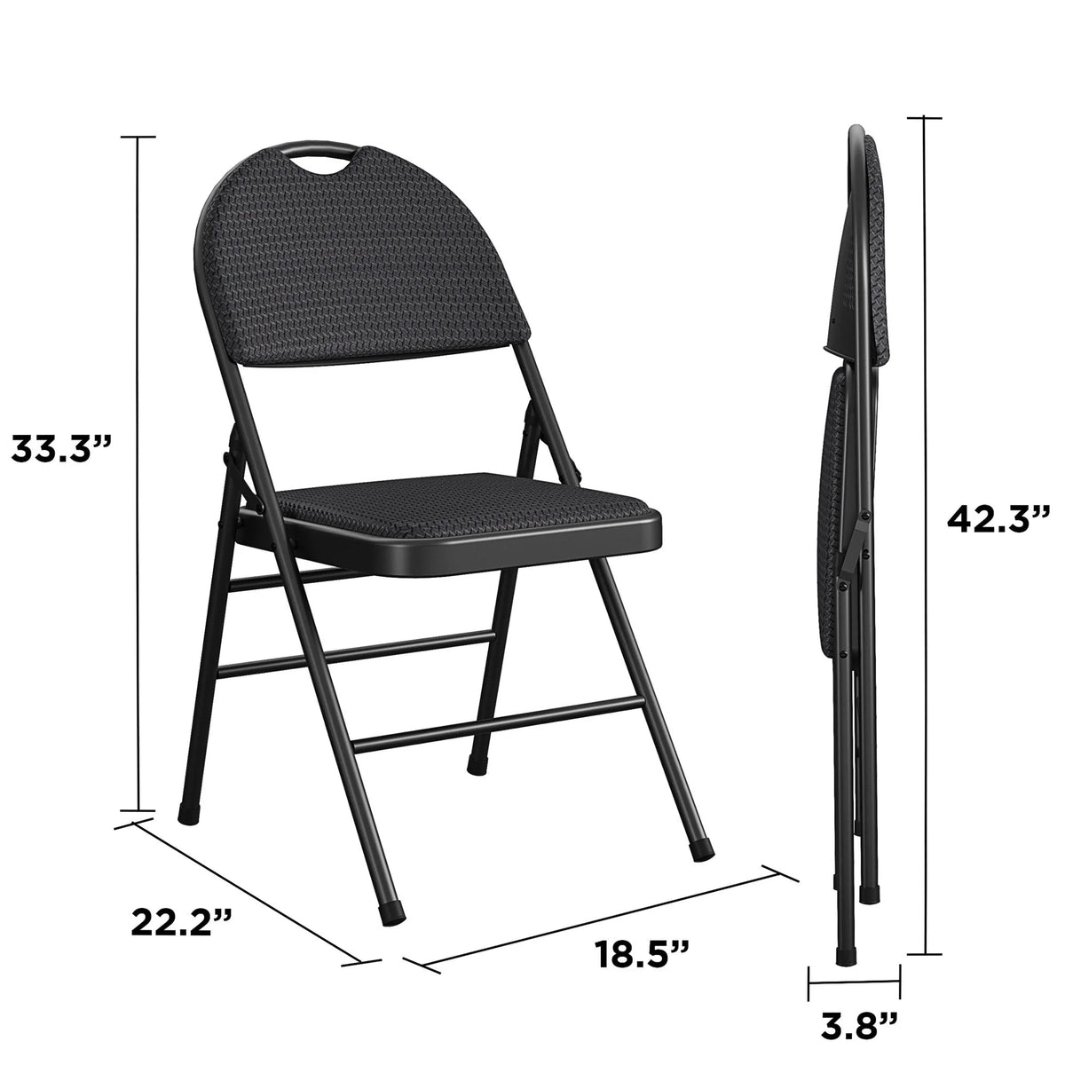 Black Fabric Padded Metal Folding Chair 4-Pack R1131
