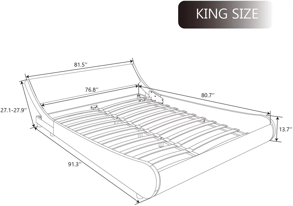 King Size Platform Bed Frame with Adjustable Headboard Q482547