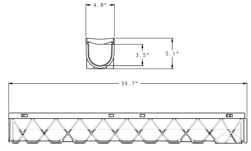 3-Pack Drainage Trench Channel Drain with Grate U2013