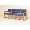 Four Seat Guest Chair Light Oak Powder Blue R496